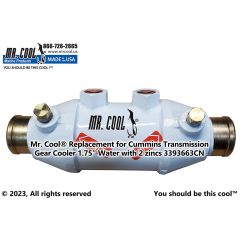 3393663CN Cummins Transmission Gear Cooler 1.75" Water with 2 zincs